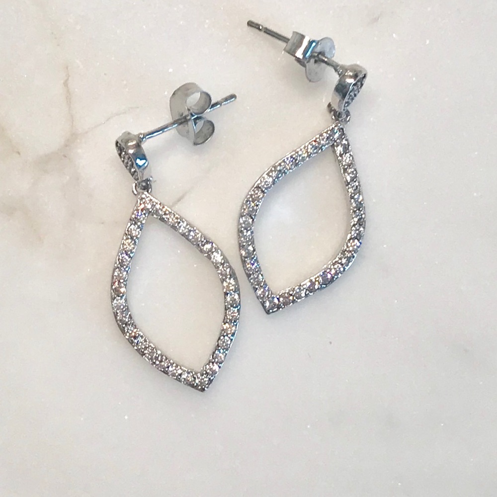 Teardrop Post CZ’s Set in Silver Earrings